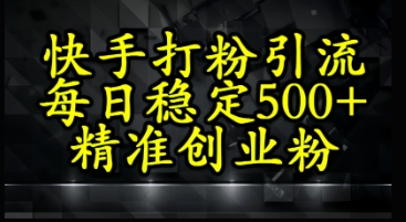 快手精准式打粉引流，每日稳定500+精准创业粉-创业项目网