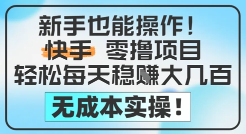 新手也能操作，快手零撸挣米，轻松每天挣2-5张，完全无成本-创业项目网