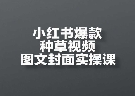 小红书爆款种草视频图文封面实操课，​开店、选品、引流、变现全流程-创业项目网