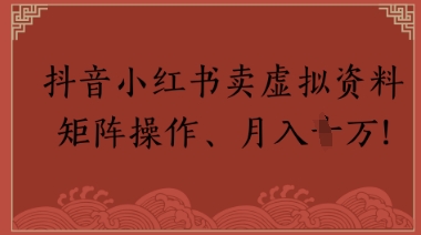 抖音小红书卖虚拟教辅、公务员资料，矩阵操作，月入1W+-创业项目网