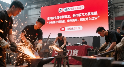 支付宝生活号新玩法，制作锻刀大赛视频，挣分成计划收益，操作简单，轻松月入过W-创业项目网