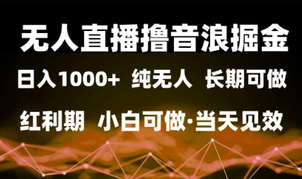 无人直播撸音浪掘金，日入1k+，纯无人红利期，小白可做，当天见效-创业项目网