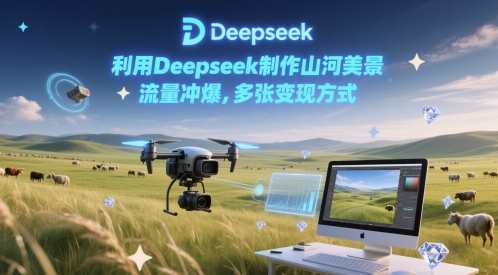 利用Deepseek制作山河美景，流量冲爆，多张变现方式-创业项目网