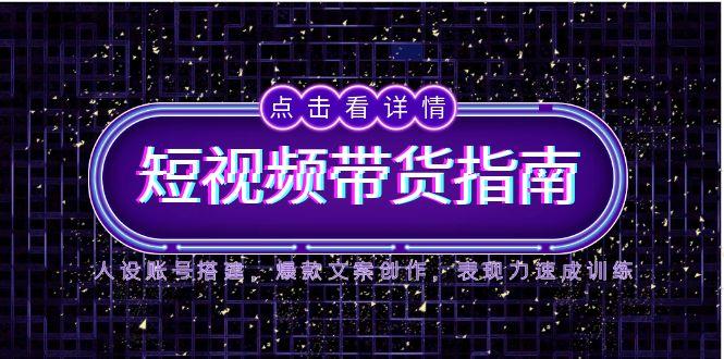 2025短视频带货指南，人设账号搭建，爆款文案创作，表现力速成训练-创业项目网