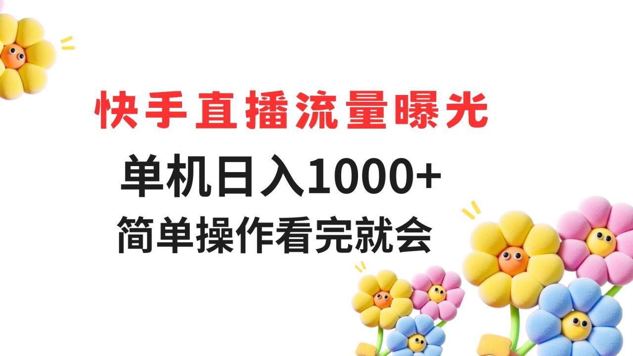 快手直播流量曝光 单机日入1000+ 简单操作 看完就会-创业项目网