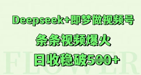 Deepseek+即梦做视频号，条条视频爆火，日收稳破500+-创业项目网