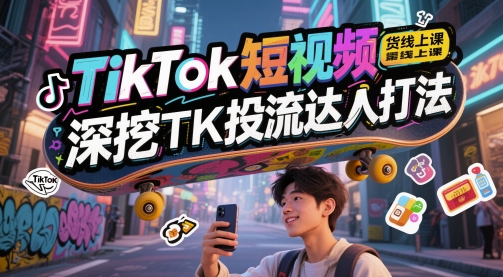 TikTok短视频带货线上课，深挖TK投流达人打法-创业项目网