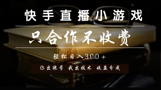 快手直播小游戏，只合作不收费，你出账号我出技术， 分润模式-创业项目网
