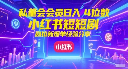 私董会会员日入4位数，小红书红果短剧拉新爆单经验分享-创业项目网