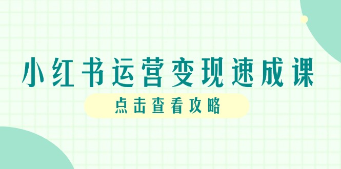 小红书运营变现速成课，账号搭建到暴力起号，个人IP全流程指南-创业项目网