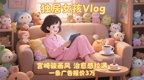 单个账号涨粉71W！用AI制作独居女孩Vlog，宫崎骏画风，治愈感拉满，一条广告报价3W-创业项目网