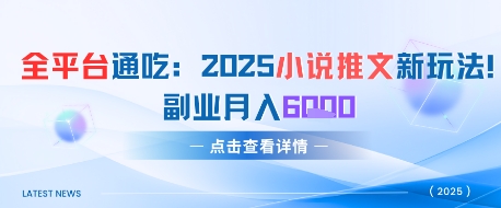 全平台通吃：2025小说推文新玩法，副业月入6k-创业项目网