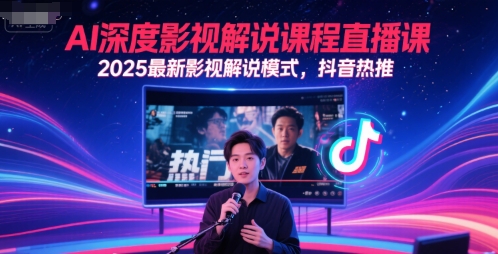 AI深度影视解说课程直播课，2025最新影视解说模式，抖音热推-创业项目网