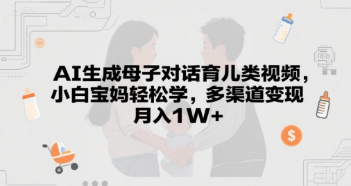 AI生成母子对话育儿类视频，小白宝妈轻松学，多渠道变现，月入1W+-创业项目网