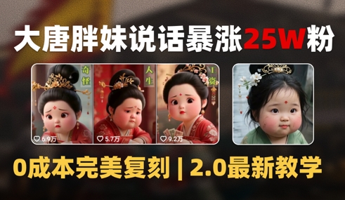 AI大唐胖贵妃说话2.0，40条视频暴涨40w粉，附独家变现攻略-创业项目网