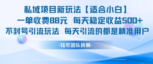 私域项目新玩法【适合小白】 一单收费88，每天稳定收益500+-创业项目网