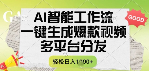AI智能工作流，一键生成书单号爆款视频，多平台分发，每日收益1000+-创业项目网