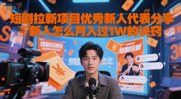 短剧拉新项目，优秀新人代表分享新人怎么月入过1W的诀窍-创业项目网