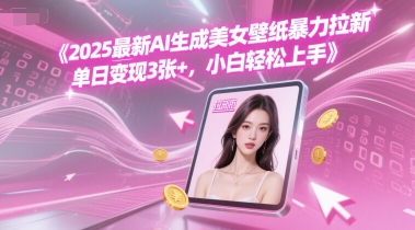 2025最新AI生成美女壁纸暴力拉新, 单日变现300+，小白轻松上手-创业项目网