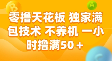零撸天花板，独家满包技术，不用养机，一小时撸满50+，收益稳定-创业项目网