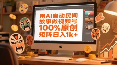 用AI自动民间故事做视频号，100%原创，矩阵日入1000+-创业项目网