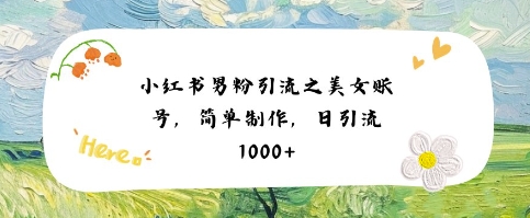 小红书男粉引流项目之美女账号，简单制作，条条爆款原创，不违规-创业项目网