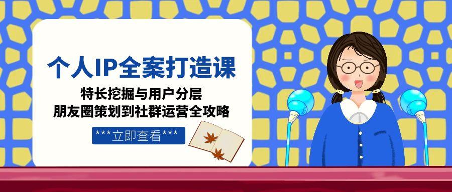 个人IP全案打造课，特长挖掘与用户分层，朋友圈策划到社群运营全攻略-创业项目网