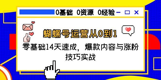 蝴蝶号运营从0到1，零基础14天速成，爆款内容与涨粉技巧实战-创业项目网