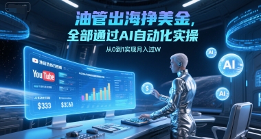 油管出海挣美金，全部通过AI自动化实操，从0到1实现月入过万-创业项目网