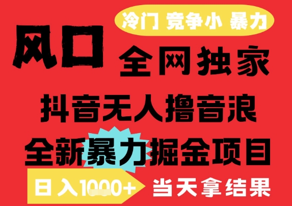 25年6月高爆抖音无人直播最新撸音浪掘金项目，解放双手小白可做，无脑日入1k+，门槛低-创业项目网
