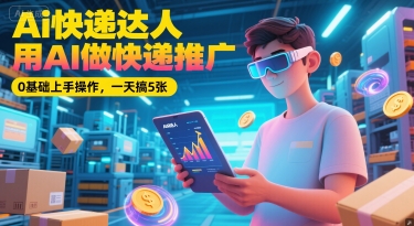 Ai快递达人，用AI做快递推广，0基础上手操作，一天搞500+-创业项目网