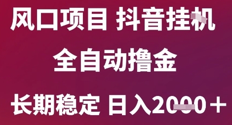风口项目，六月最新玩法抖音无人挂机，全自动撸金，长期稳定 日入2k+-创业项目网