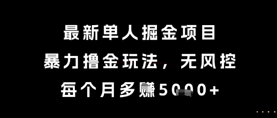 最新单人掘金项目，暴力撸金玩法，无风控，每个月多挣5000+-创业项目网