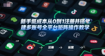 新手低成本从0到1注册并搭建多账号全平台矩阵操作教学，手机号-邮箱-IP-工具-创业项目网