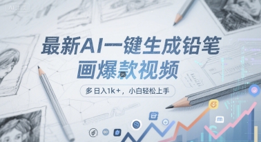 最新AI一键生成铅笔画爆款视频，多平台分发，日 入1000+，小白轻松上手-创业项目网