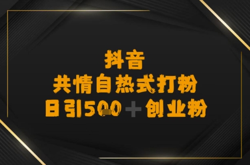 日引500+创业粉，抖音共情自热式打粉-创业项目网