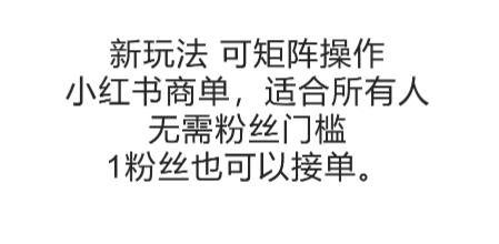 可矩阵操作，小红书商单新玩法，适合所有人，无需粉丝门槛，1粉丝也可以接单-创业项目网