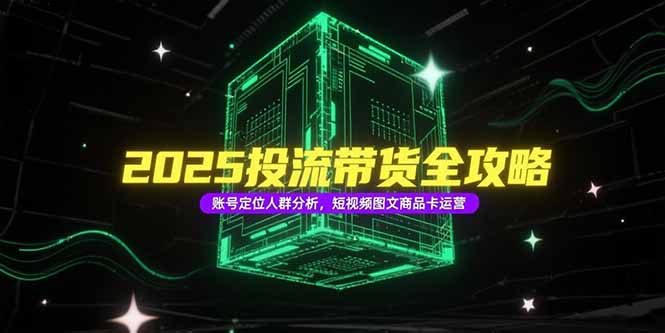2025投流带货全攻略，账号定位人群分析，短视频图文商品卡运营-创业项目网