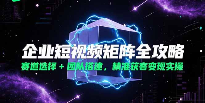 企业短视频矩阵全攻略，赛道选择+团队搭建，精准获客变现实操-创业项目网