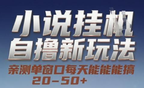 小说自撸新玩法 — 亲测单窗口每天能搞 20-50+，支持矩阵化批量操作-创业项目网