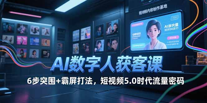 AI数字人获客课，6步突围+霸屏打法，短视频5.0时代流量密码-创业项目网