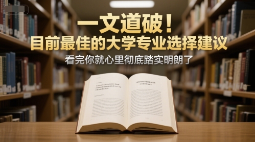 付费文章：一文道破！目前最佳的大学专业选择建议，看完你就心里彻底踏实明朗了-创业项目网