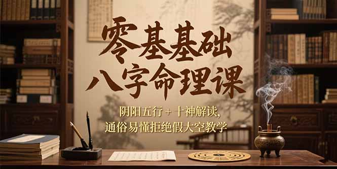 零基础八字命理课，阴阳五行+十神解读，通俗易懂拒绝假大空教学-创业项目网