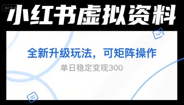 小红书虚拟资料全新升级玩法，可矩阵操作，单日稳定变现300+-创业项目网