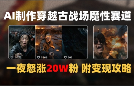 AI制作穿越古战场视频一夜涨粉20W保姆级教学(附AI变现指南)-创业项目网