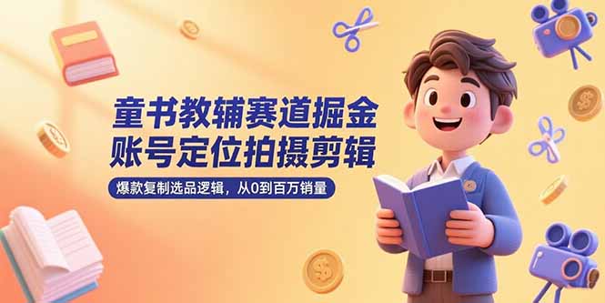童书教辅赛道掘金，账号定位拍摄剪辑，爆款复制选品逻辑，从0到百万销量-创业项目网