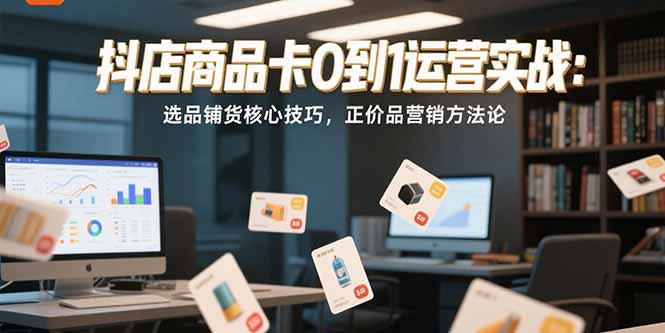 抖店商品卡0到1运营实战：选品铺货核心技巧，正价品营销方法论-创业项目网