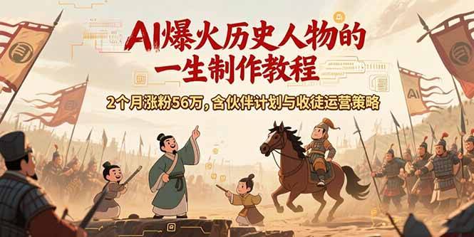 AI历史人物赛道课程，2个月涨粉56万，含伙伴计划与收徒运营策略-创业项目网