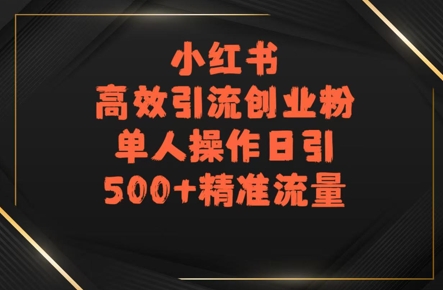 小红书高效引流创业粉，单人操作日引500+精准流量-创业项目网