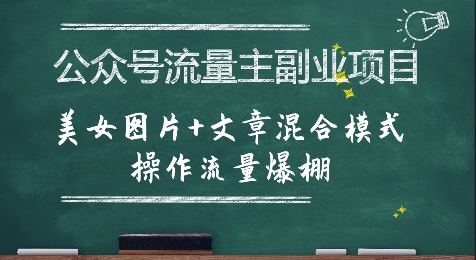 公众号流量主副业项目，美女图片+文章混合模式操作流量爆棚-创业项目网